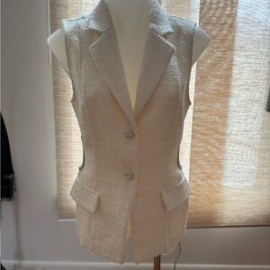 Zara Textured Cream Vest with Buttons